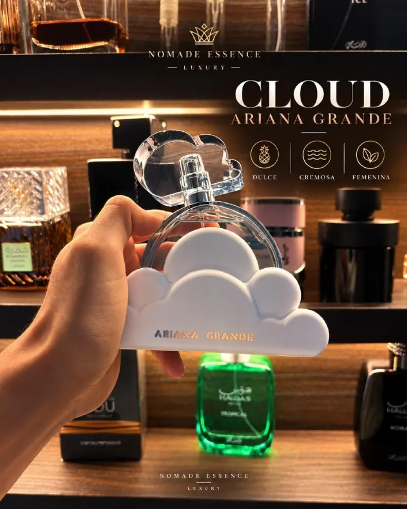 Cloud de Ariana Grande disponible en decant de 3, 5 y 10 ml en Ecuador