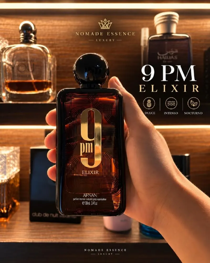 9 PM Elixir de Afnan disponible en decant de 3, 5 y 10 ml en Ecuador