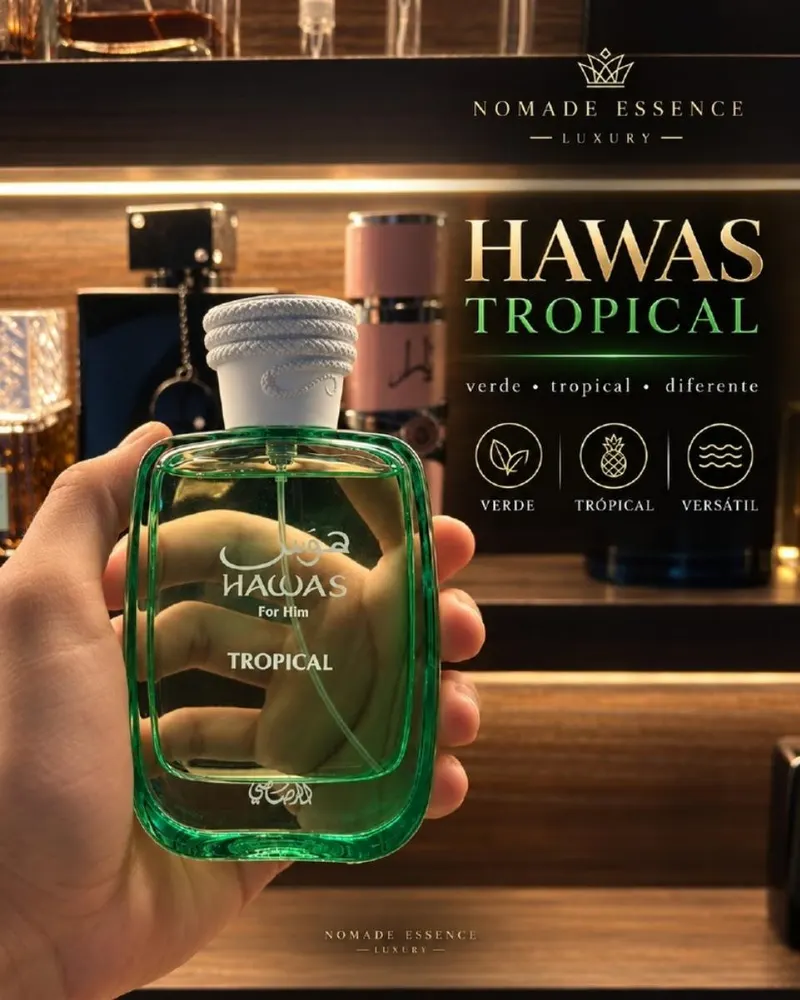Hawas Tropical de Rasasi disponible en decant de 3, 5 y 10 ml en Ecuador