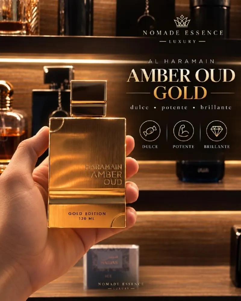 Amber Oud Gold Edition de Al Haramain disponible en decant de 3, 5 y 10 ml en Ecuador