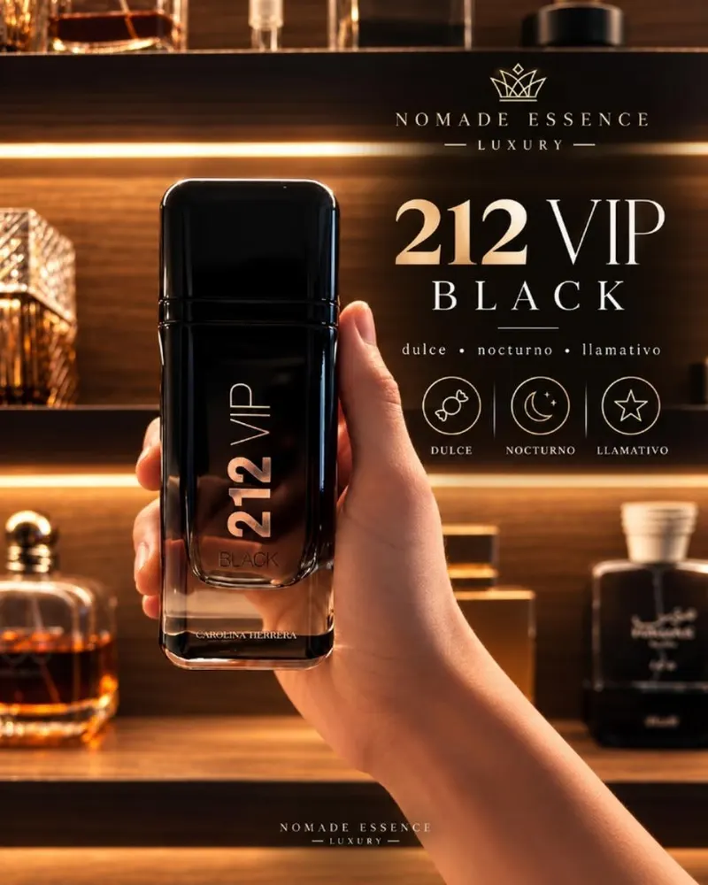212 VIP Black de Carolina Herrera disponible en decant de 3, 5 y 10 ml en Ecuador
